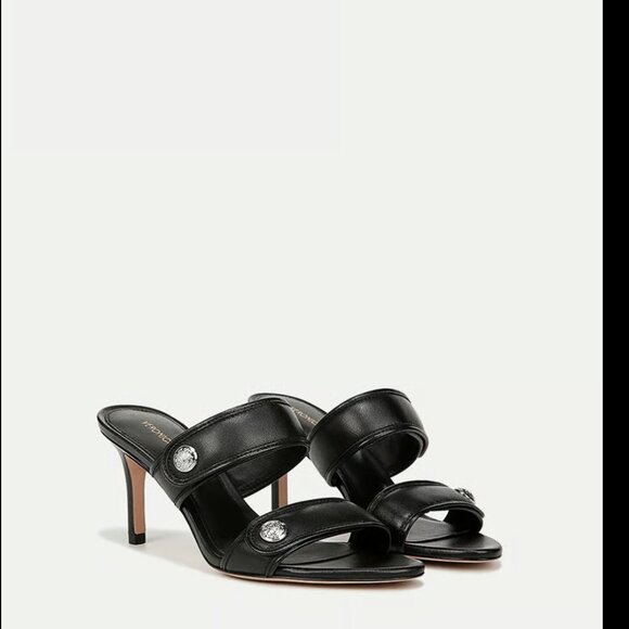 Veronica Beard Sona Heeled Sandal Leather Black Size 8.5 - Picture 1 of 8
